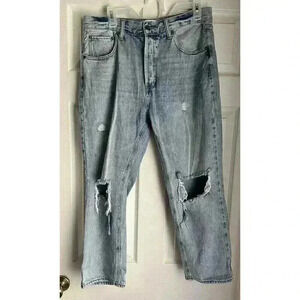 Twelve By Ontwelfth High Rise Distressed Button Fly Denim Jeans Light Blue Sz 30